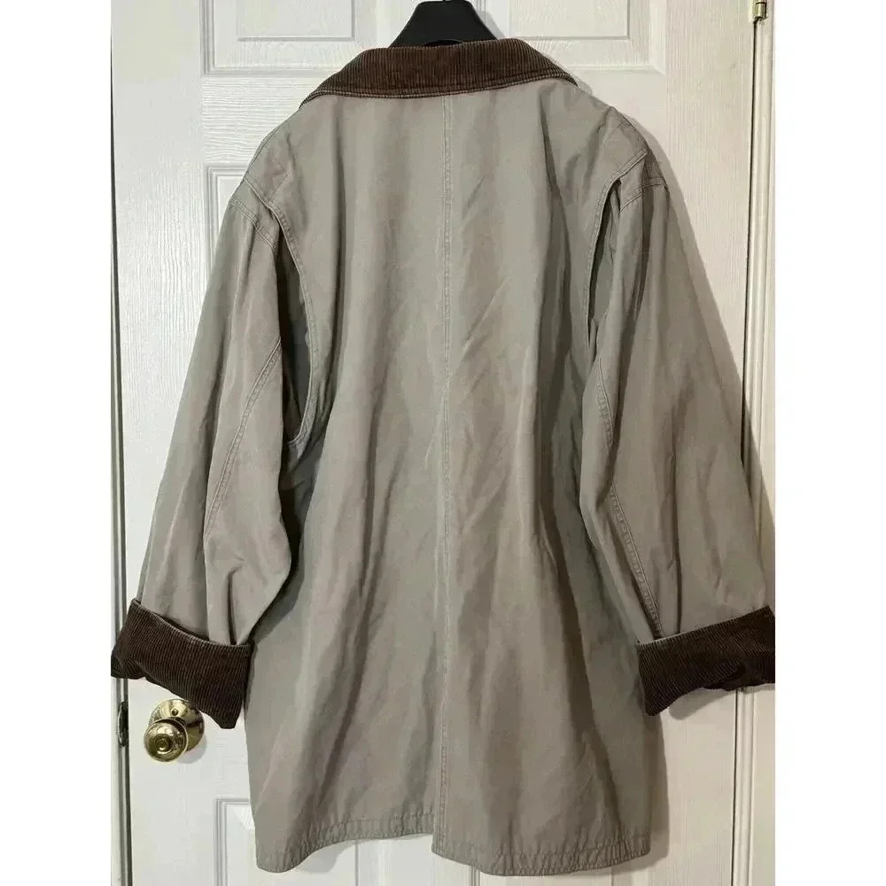VTG Land's End Mens Chore Coat XLT Barn Jacket Field Corduroy Collar Plaid Lined - Picture 14 of 16